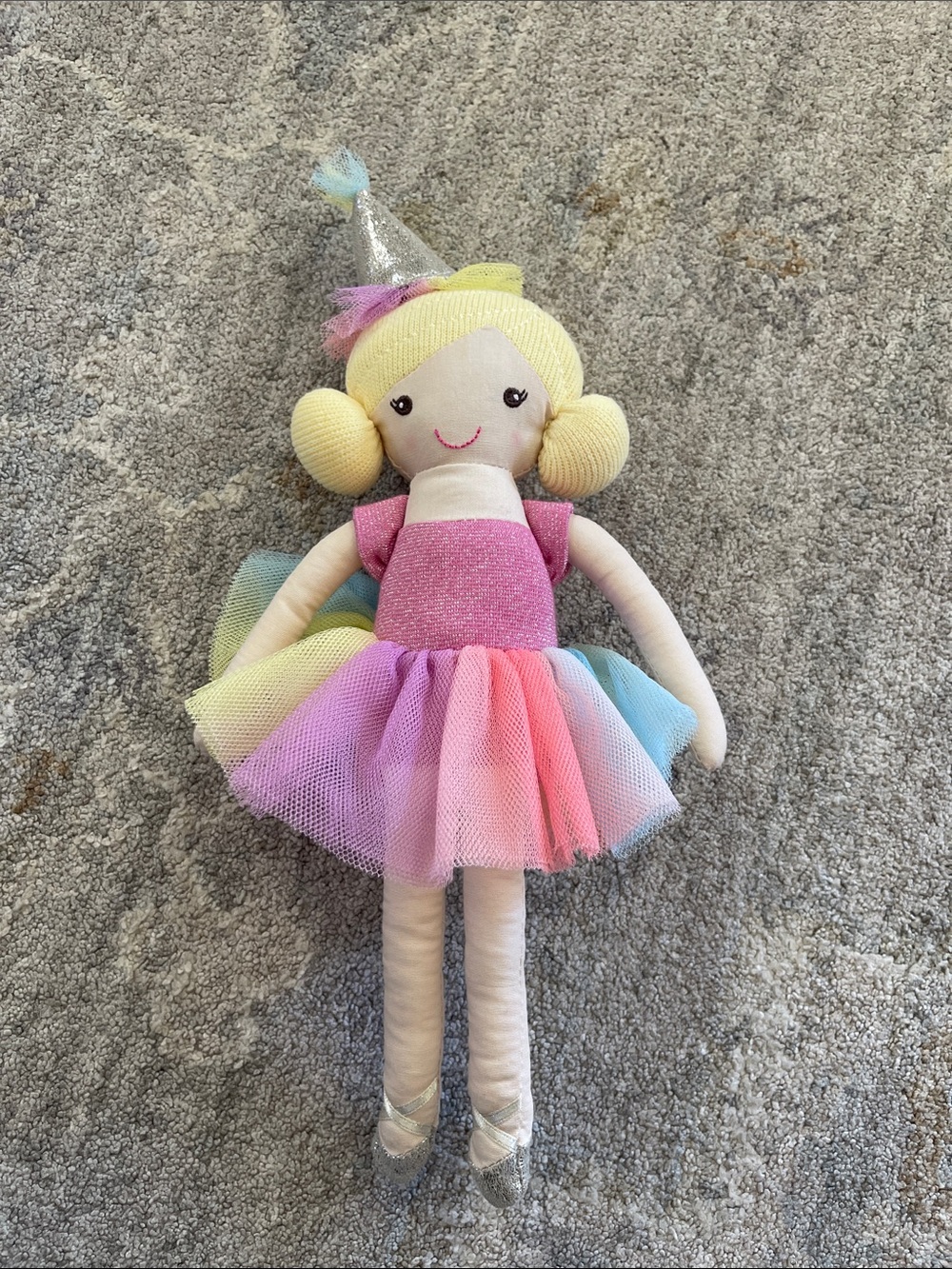 Mud Pie Pastel Rainbow Tulle Ballerina Doll